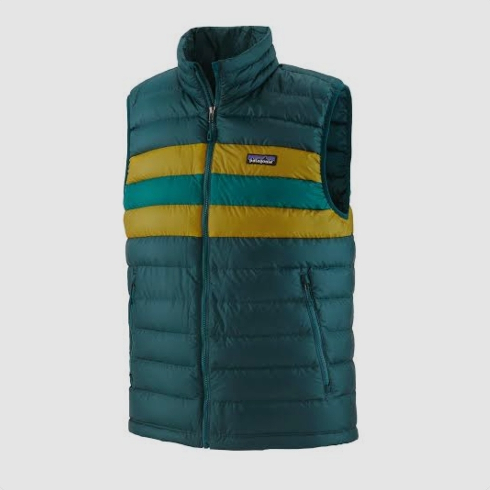 Patagonia Men's Teal and Mustard Puffer Vest